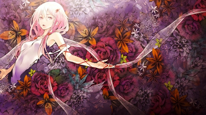 Yuzuriha Inori from Guilty Crown surrounded by flowers