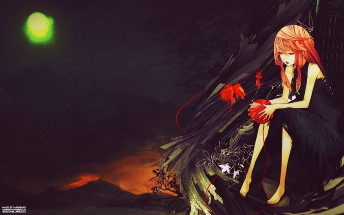 Yuzuriha Inori from Guilty Crown holding a red orb