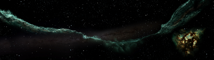 EVE Online space nebula with stars and galaxy