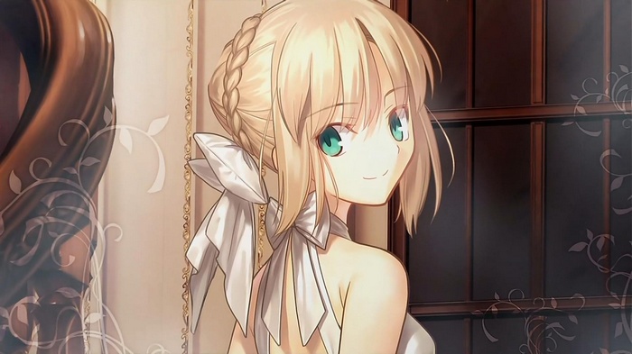 Saber from Fate Series in a White Dress
