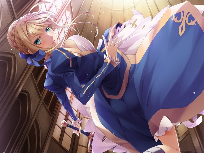 Saber from Fate Series in a blue dress