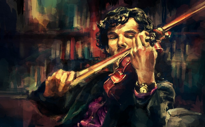 Sherlock alicexz Sherlock Holmes Benedict Cumberbatch anime artwork violin