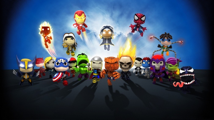 Spider-Man Storm humor Marvel Comics Elektra Wolverine Daredevil Dr Octopus Sackboy Magneto Mystique Captain America Hulk Venom Thing Mrs Fantastic Rogue Ghost Rider Little Big Planet