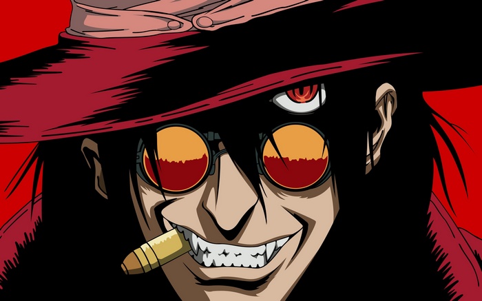 Alucard from Hellsing with a cigar