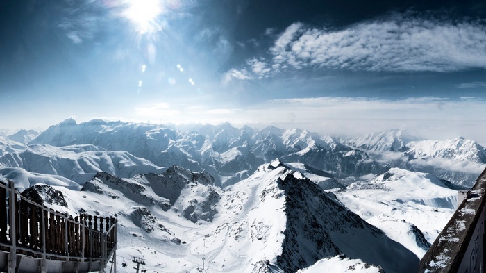 Snowy mountains in the Alps, France