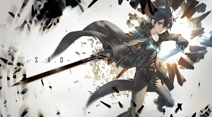 Kirigaya Kazuto from Sword Art Online with swords