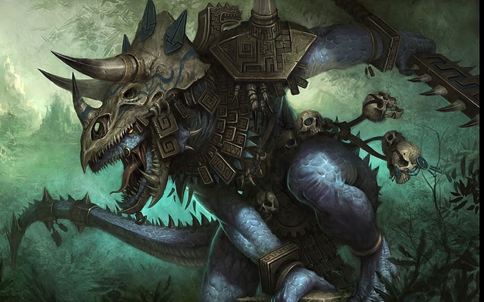 Warhammer Lizardman Warrior with Skulls