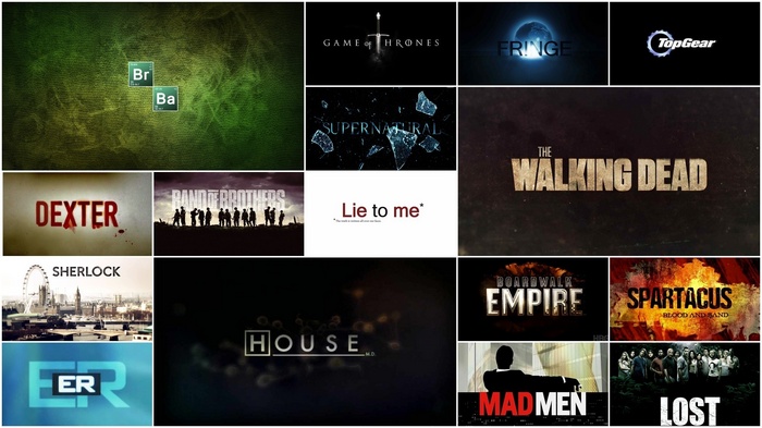 TV Show Logos: Breaking Bad, Game of Thrones, Dexter, Supernatural, The Walking Dead, House, M.D., Lost, Mad Men, Sherlock, Spartacus, Boardwalk Empire, Fringe, Lie to Me, Top Gear, Band of Brothers, ER