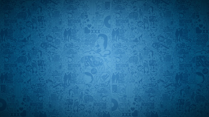 Blue doodle pattern with various icons
