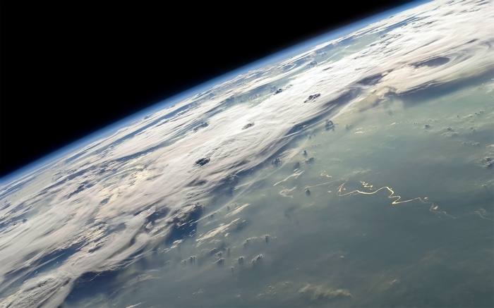 Earth's atmosphere and clouds seen from space