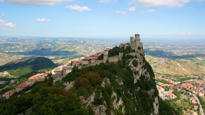 Guaita Fortress on a cliff overlooking San Marino