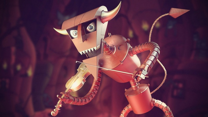 Robot Devil playing the violin