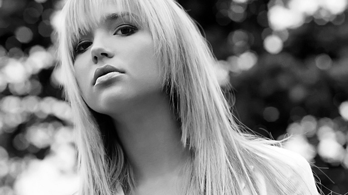 Arielle Kebbel blonde woman monochrome portrait