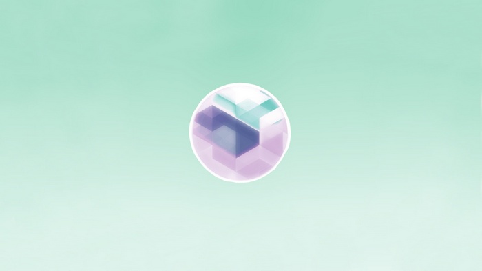 Abstract geometric sphere with purple and teal facets