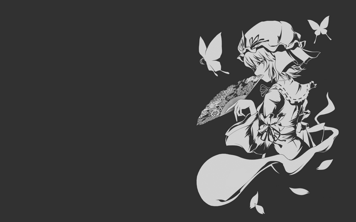 Touhou: Girl with fan and butterflies