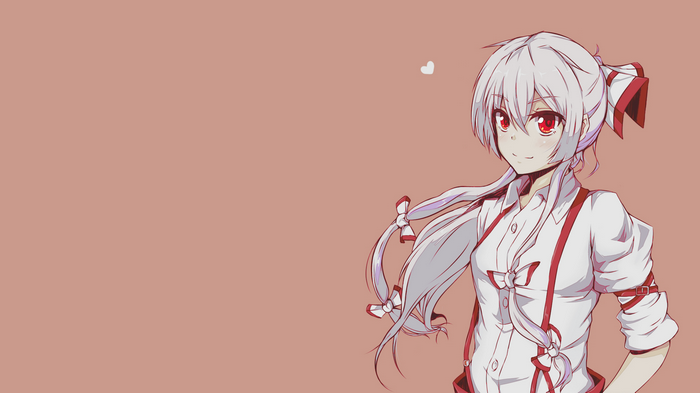 Fujiwara no Mokou from Touhou with white hair and red eyes