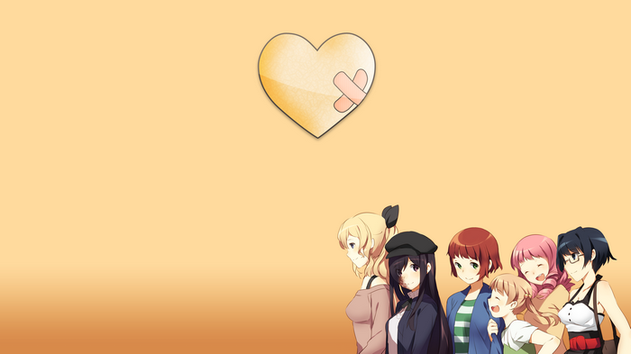 Katawa Shoujo anime girls with a heart icon