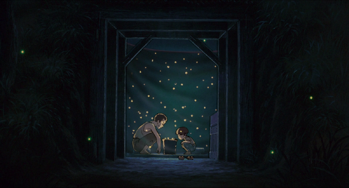 Grave of the Fireflies: Two children with fireflies