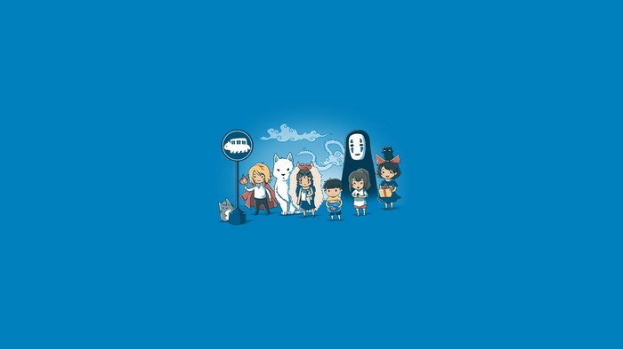 Studio Ghibli Howls Moving Castle Castle in the Sky Chihiro My Neighbor Totoro minimalism simple background Kikis Delivery Service Princess Mononoke anime ponyo Hayao Miyazaki Spirited Away Totoro