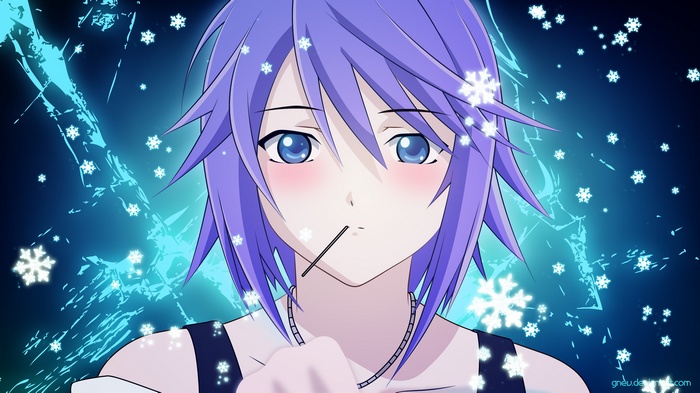 Shirayuki Mizore from Rosario + Vampire with purple hair