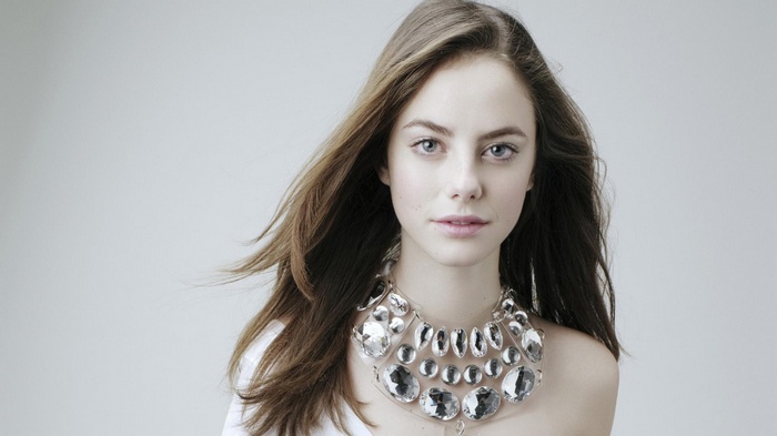 Kaya Scodelario wearing a large statement necklace