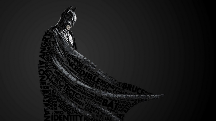 Batman typographic portrait with text