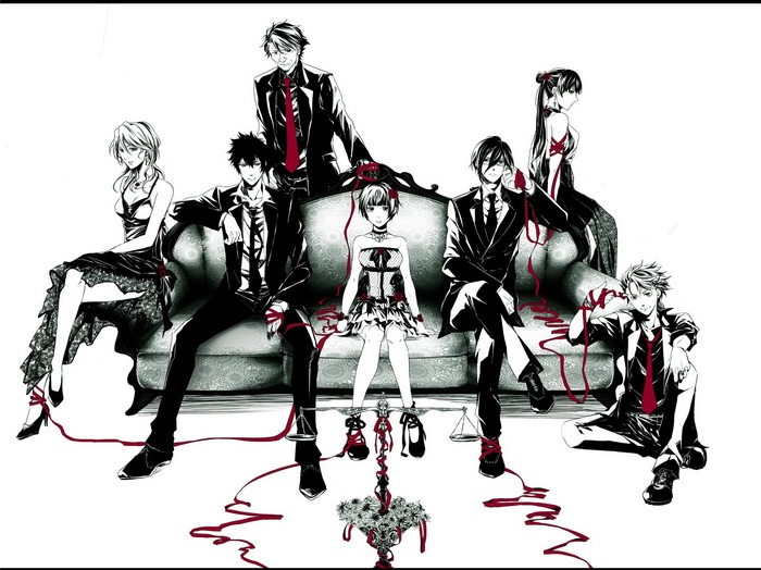 Psycho-Pass characters with red ribbons