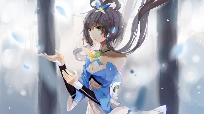 Luo Tianyi anime girl with green eyes