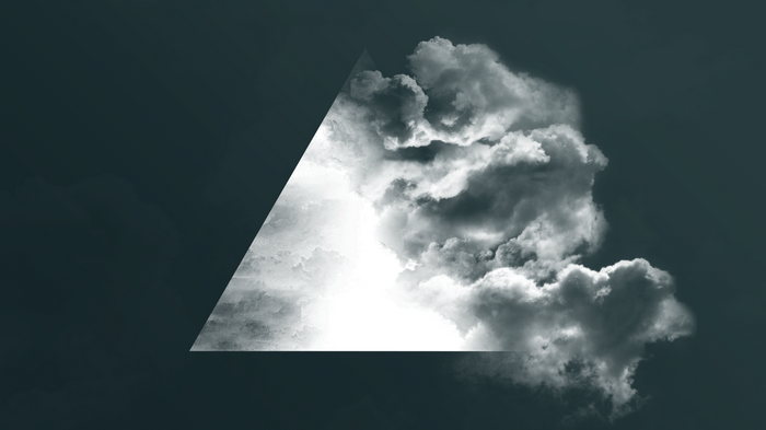 Monochrome triangle with clouds and light