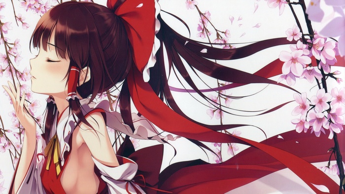 Touhou Hakurei Reimu with Cherry Blossoms
