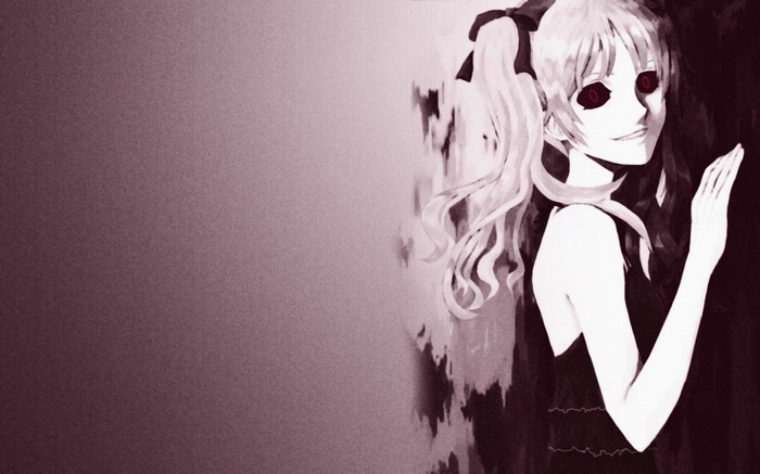 Shiki anime girl with red eyes and black dress