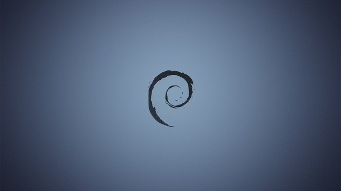 Debian Linux logo on a blue gradient background