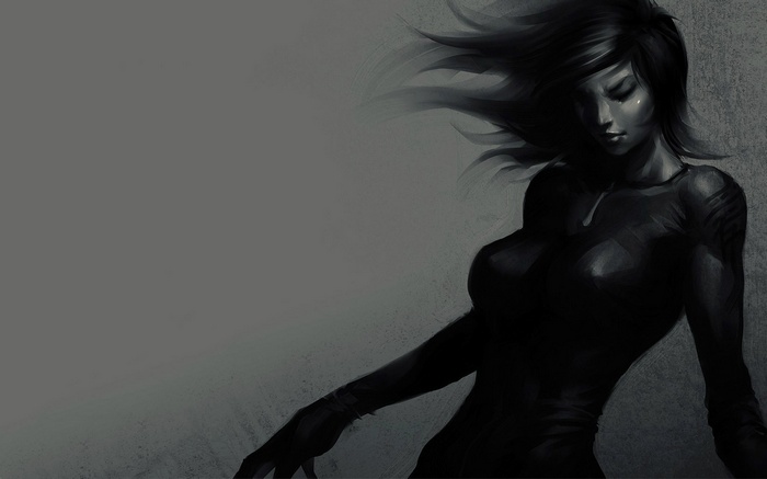 Dark fantasy girl artwork monochrome drawing