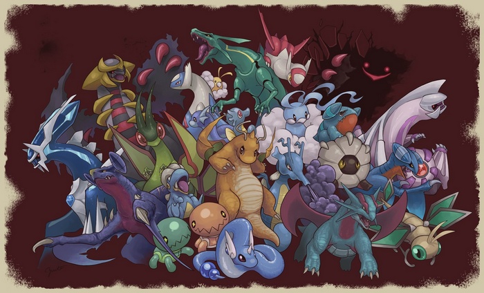 A collection of Dragon-type Pokémon from video games