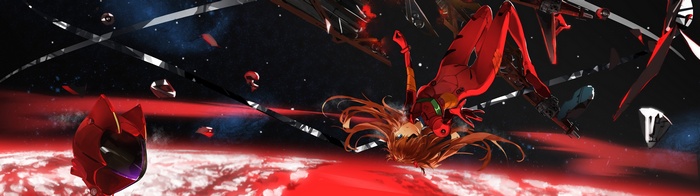Asuka Langley Soryu in EVA Unit 02 floating in space