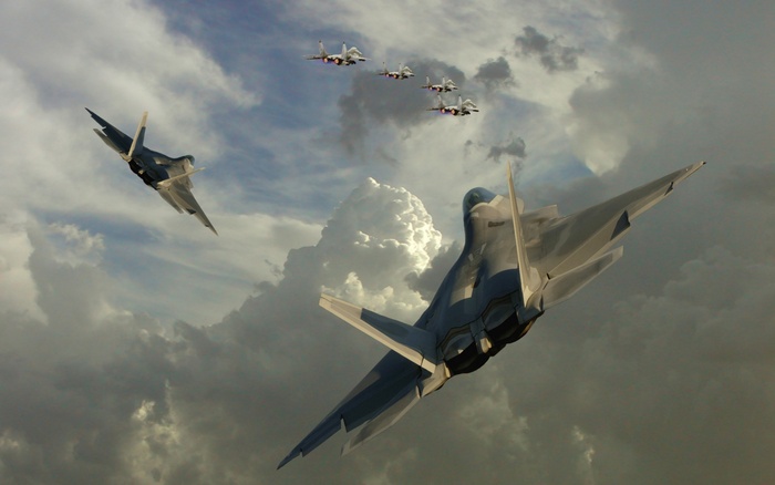 F-22 Raptor mig-29 jet fighter dogfight