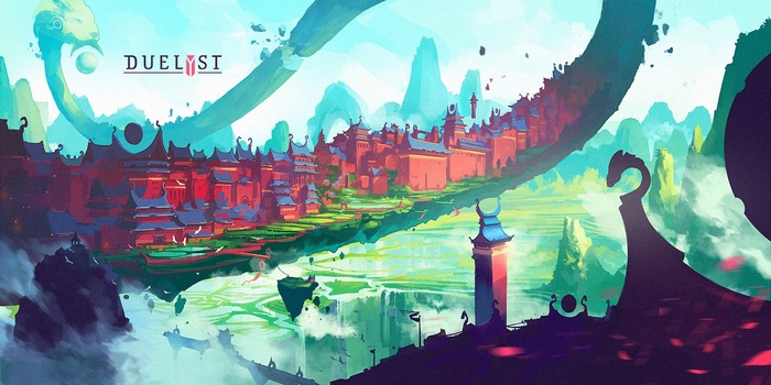 Duelyst Fantasy Cityscape Artwork by Anton Fadeev