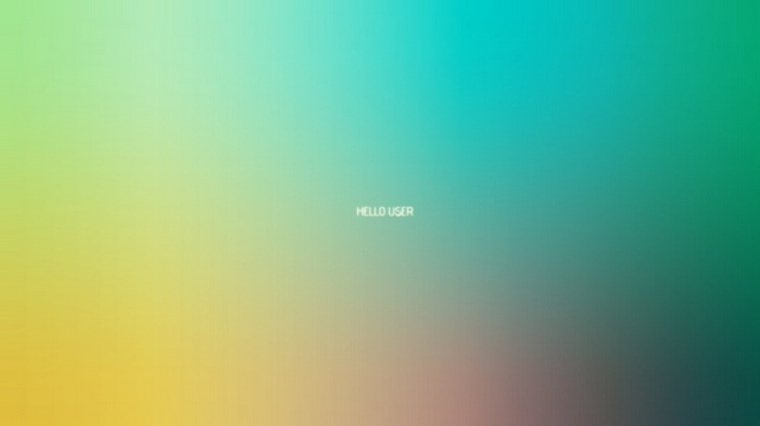 Minimalist gradient with "HELLO USER" typography