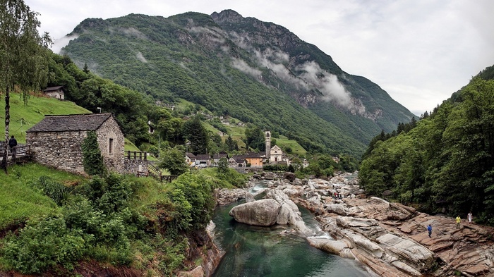 Valle Verzasca river valley in Ticino, Switzerland