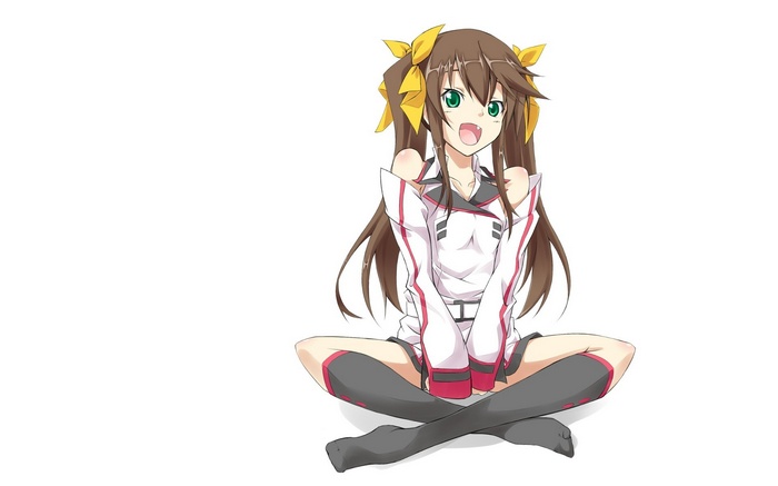 Huang Lingyin from Infinite Stratos sitting cross-legged