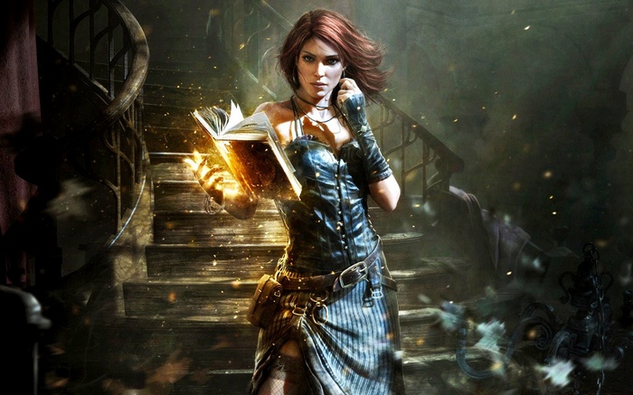 Triss Merigold from The Witcher casting a spell