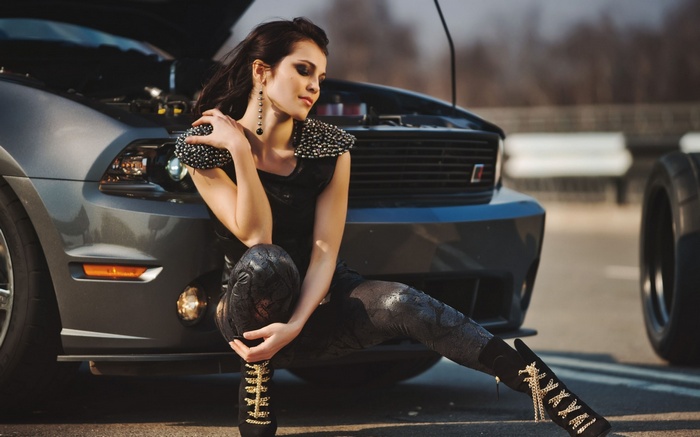 Ford Mustang Sati Kazanova women with cars model women brunette