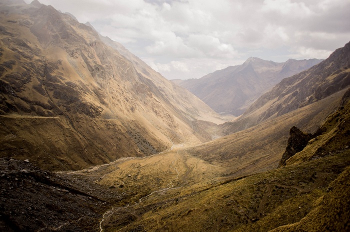 Vast mountain valley with a winding river