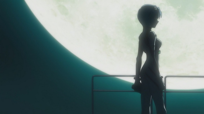 Rei Ayanami in front of the moon