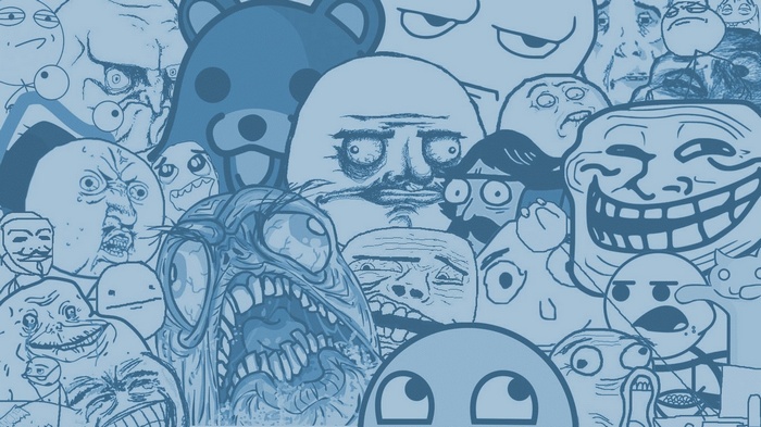 Collage of popular internet memes and Troll Face