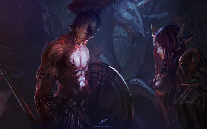 Pantheon and Leona from League of Legends