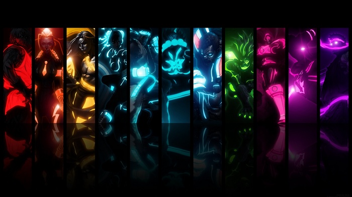 Street Fighter Characters in Neon Colors