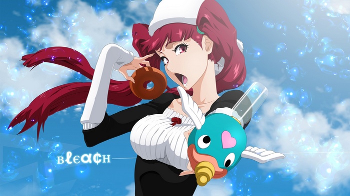 Dokugamine Riruka from Bleach holding a donut