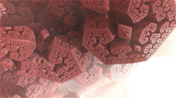 Red fractal structures in abstract digital art