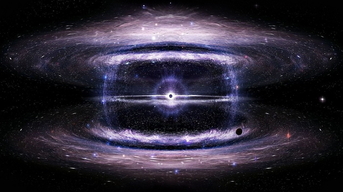 Black hole with accretion disk and planets